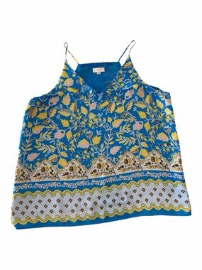 LOFT outlet Blue Floral Border-Print Spaghetti-Strap Cami size XL